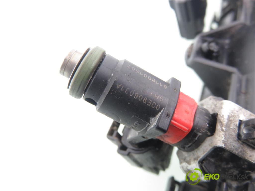 VW POLO (9N_) HB 2006 47,00 1.2 12V 64 - AZQ 1198,00 lišta vstřikovací 03E133320A ; 03E906031A (Vstřikovací lišta)