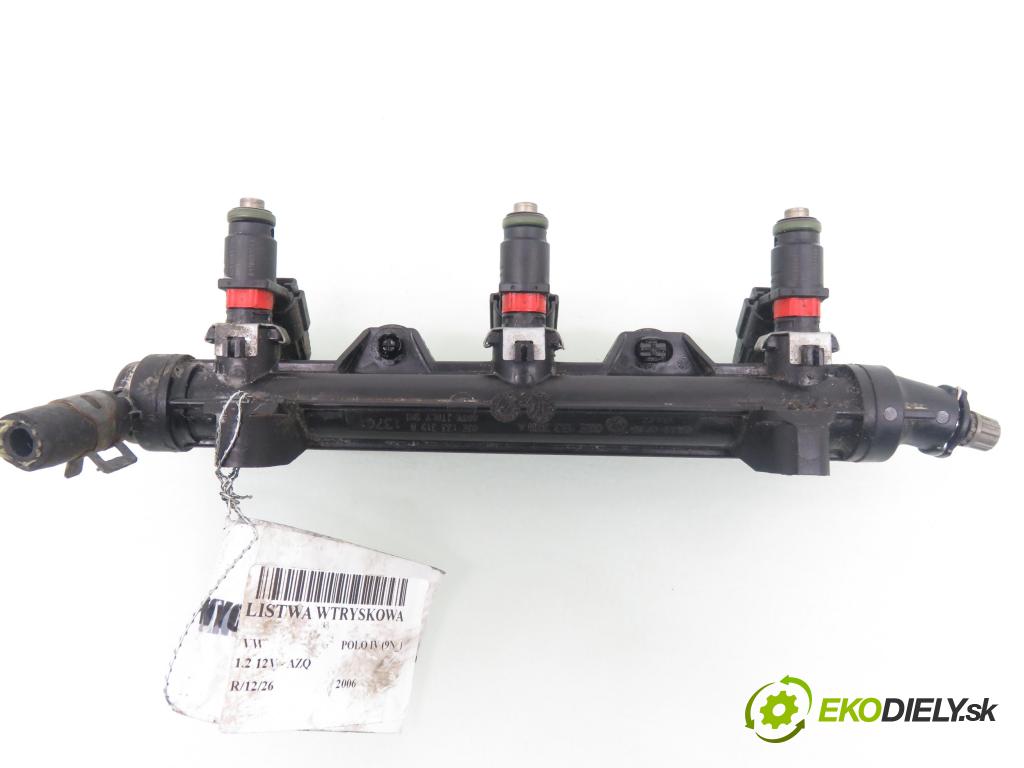 VW POLO (9N_) HB 2006 47,00 1.2 12V 64 - AZQ 1198,00 lišta vstřikovací 03E133320A ; 03E906031A (Vstřikovací lišta)