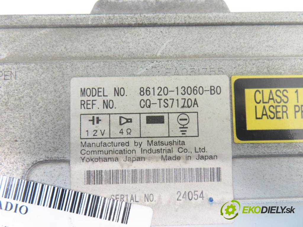 TOYOTA COROLLA Verso (_E12_) MINIVAN 2002 66,00 2.0 D-4D (CDE120_) - 1CD-FTV 1995,00 RADIO CD 8612013060B0