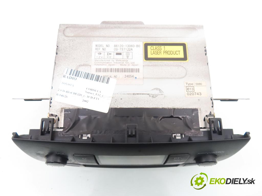 TOYOTA COROLLA Verso (_E12_) MINIVAN 2002 66,00 2.0 D-4D (CDE120_) - 1CD-FTV 1995,00 RADIO CD 8612013060B0