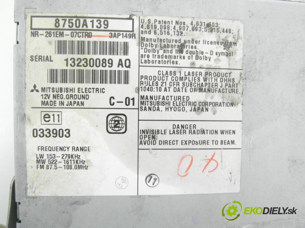 CITROEN C-CROSSER (EP_) SUV 2011 115,00 2.2 HDi 160 - 4HN (DW12MTED4) 2179,00 RADIO 8750A139 ; 8750A225