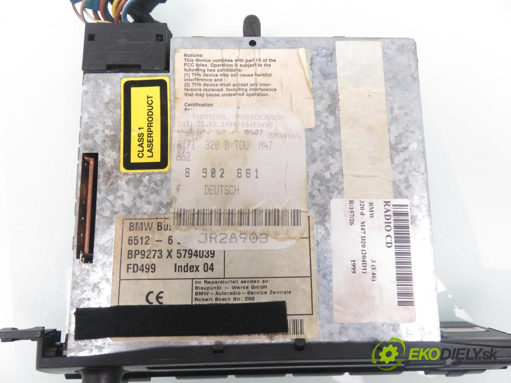 BMW 3 (E46) SEDAN 1999 100,00 320 d 136 - M47 D20 (204D1) 1951,00 RADIO CD 6902661 ; 7649273