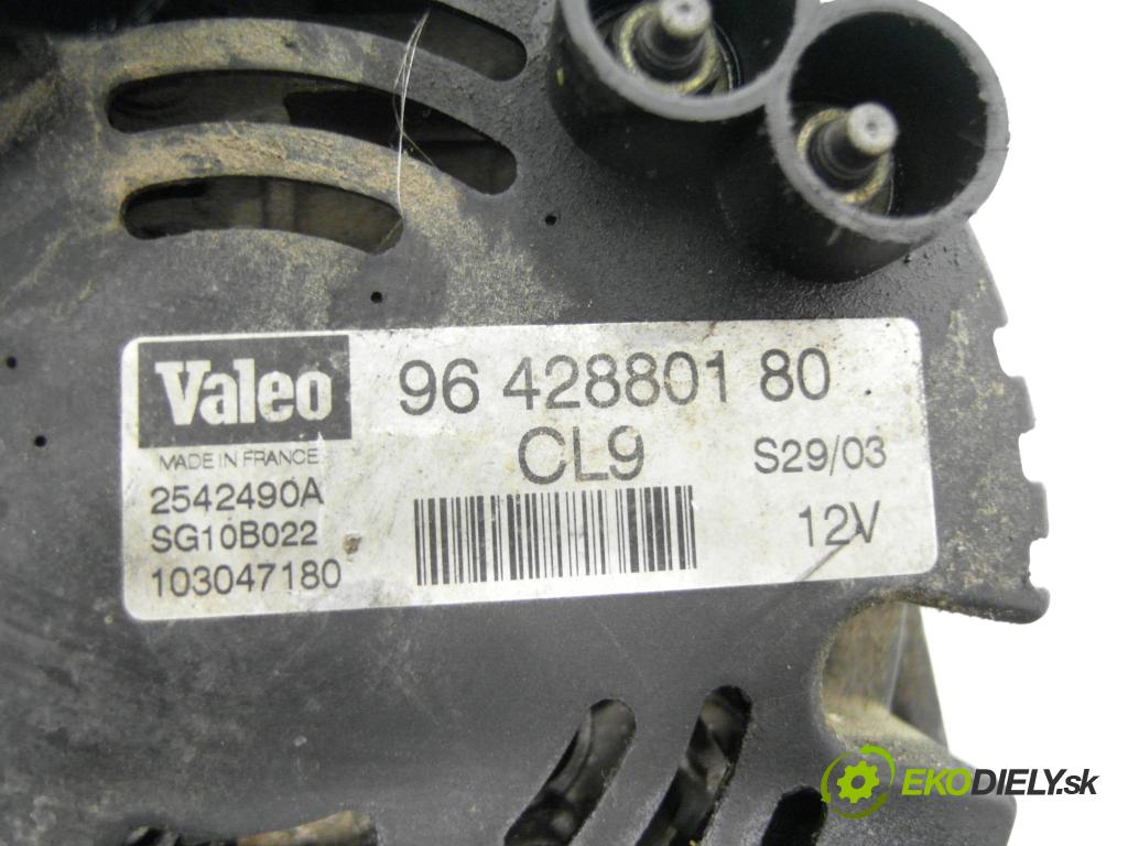 CITROEN BERLINGO / BERLINGO FIRST nadwozie wielkoprzestrzenne (MPV) KOMBIVAN 2001 66,00 2.0 HDI 90 1997,00 Alternátor 9642880180 ; 2542490A ; SG10B022 (Alternátor)