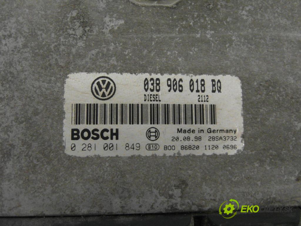 SKODA OCTAVIA I (1U2) SEDAN 1998 66,00 1.9 TDI 90- AGR 1896,00 Riadiaca jednotka Motor 038906018BQ ; 0281001849