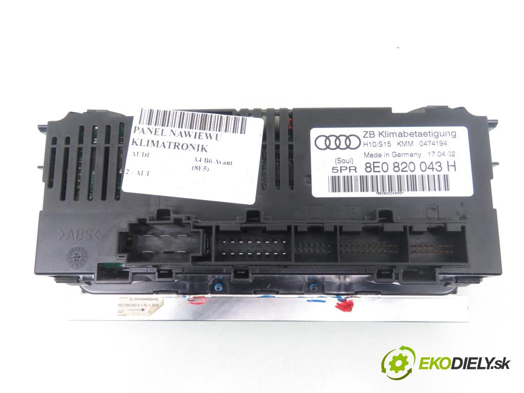 AUDI A4 Avant (8E5, B6) KOMBI 2002 96,00 2 - ALT 1984,00 Panel kúrenia KLIMATRONIK 8E0820043H ; 8E0858063A