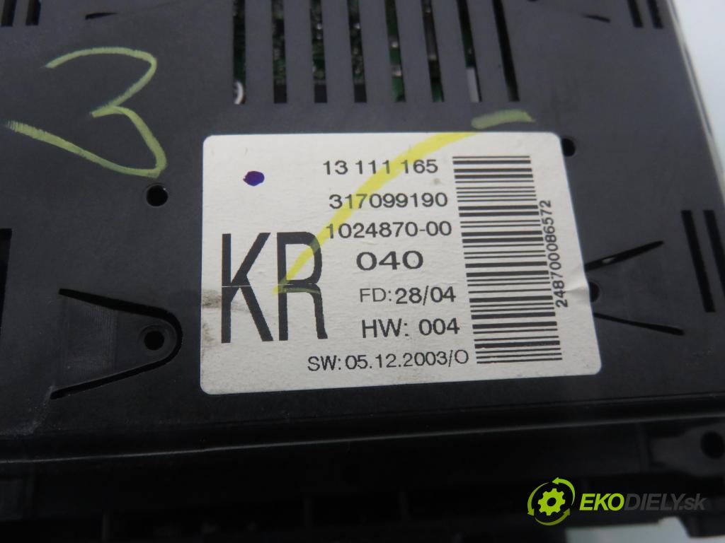 OPEL ASTRA H (A04) HB 2004 77,00 1.6 - Z 16 XEP 1598,00 RADIO CD 93180959 ; 13111165 ; 102487000