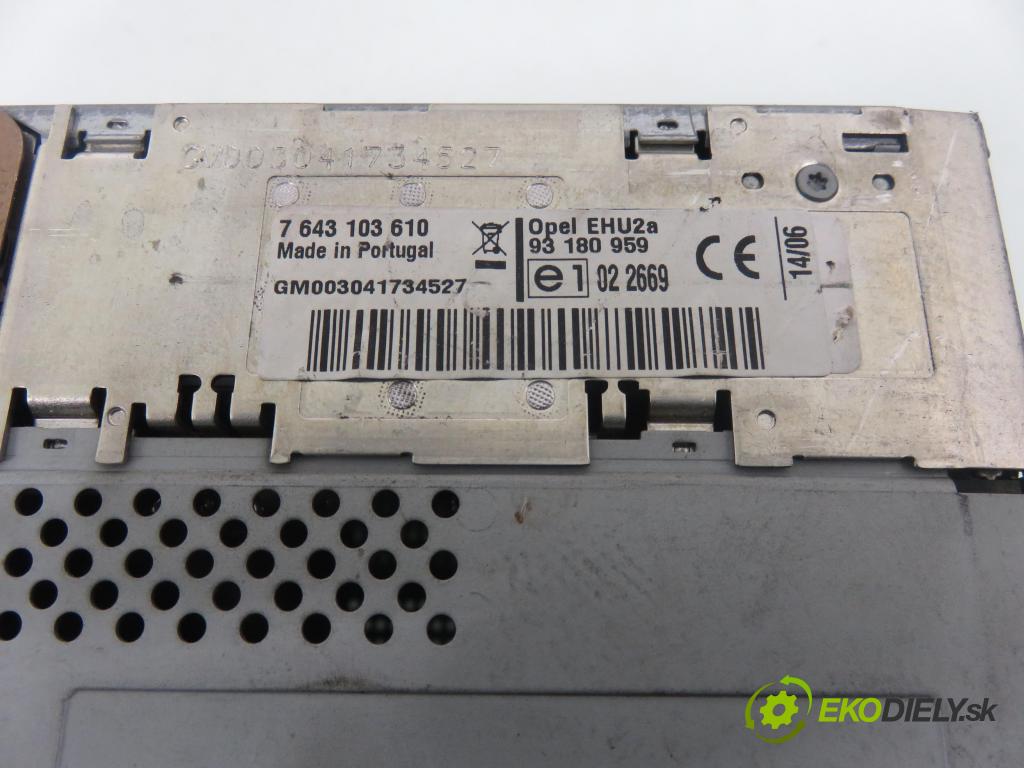 OPEL ASTRA H (A04) HB 2004 77,00 1.6 - Z 16 XEP 1598,00 RADIO CD 93180959 ; 13111165 ; 102487000