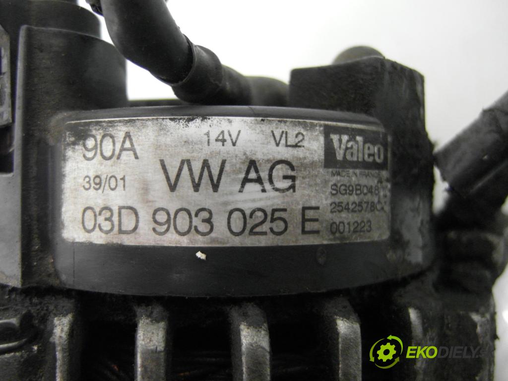 VW POLO (9N_) HB 2001 47,00 1.2 12V 64 - AZQ 1198,00 Alternátor 03D903025E ; SG9B048 ; 25425780 (Alternátor)
