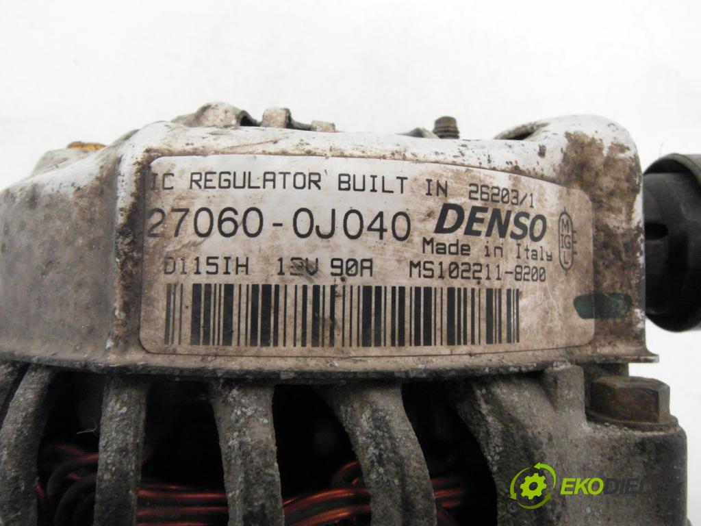 TOYOTA YARIS (_P1_) HB 1999 50,00 1.0 VVT- i 68 - 1SZ-FE 998,00 Alternátor 270600J040 ; MS1022118200 (Alternátor)