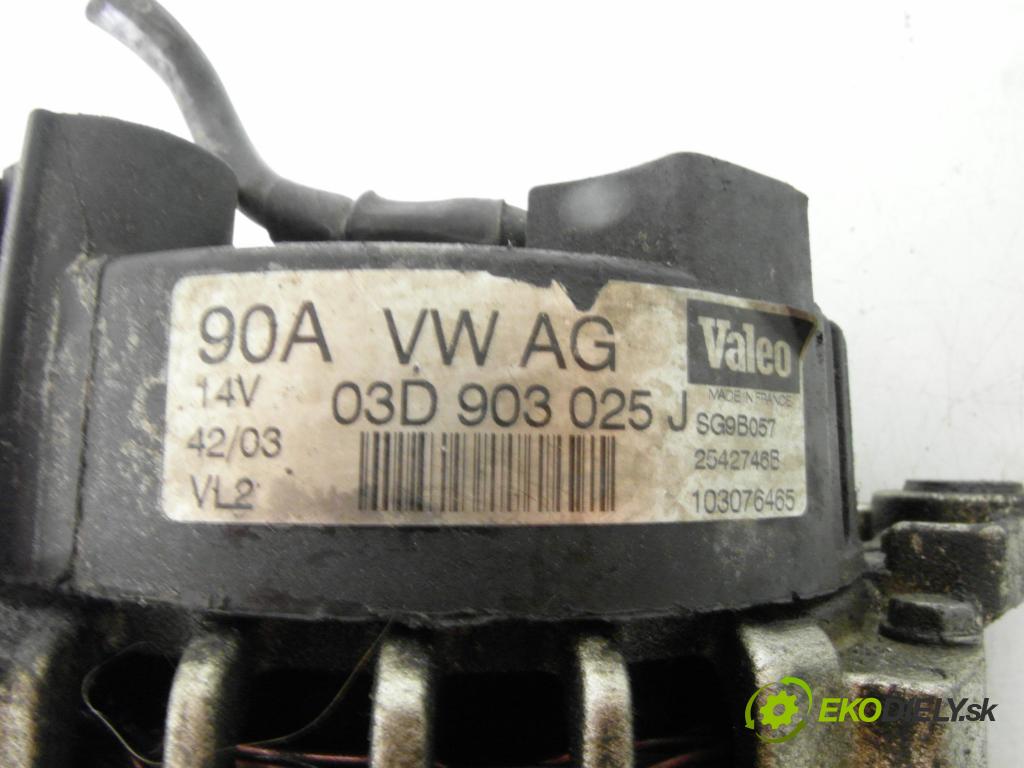 SKODA FABIA I (6Y2) HB 2003 40,00 1.2 6V 54 - AWY 1198,00 Alternátor 03D903025J ; SG9B057 ; 2542746B (Alternátor)