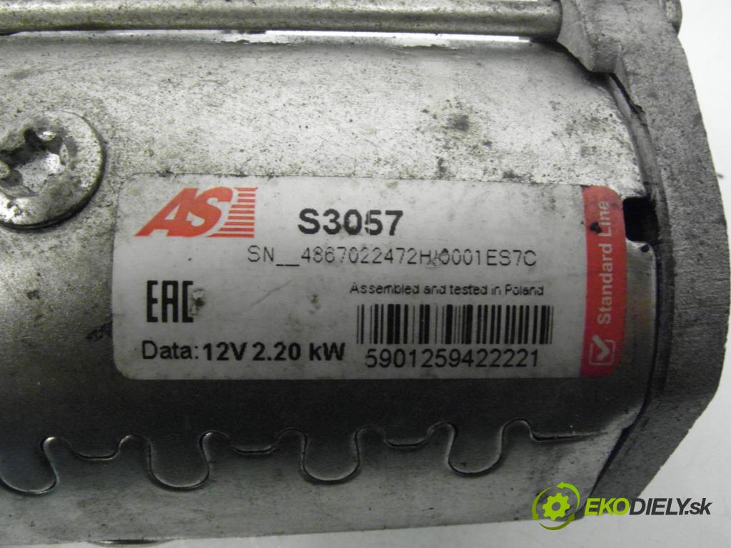 PEUGEOT PARTNER Skrzynia (5_, G_) FURGON 2008 55,00 1.6 HDi 75 - 9HW (DV6BTED4) 1560,00 Štartér S3057 (Štartér)