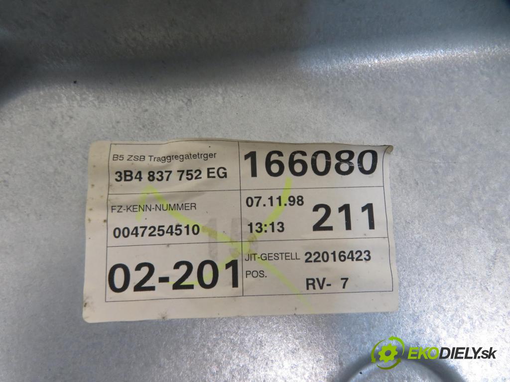 VW PASSAT B5 Variant (3B5) KOMBI 1998 66,00 1.9 TDI 90 - AHU 1896,00 Mechanizmus okien 3B4837756D ; 3B4837752EG