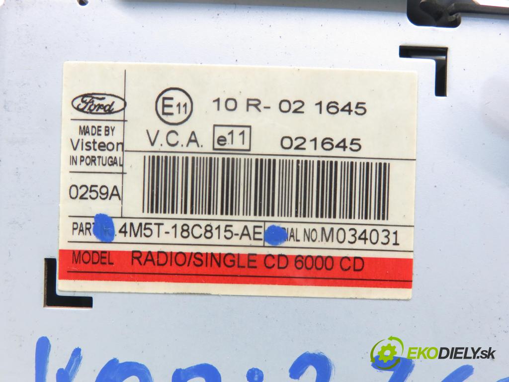 FORD FOCUS C-MAX (DM2) MINIVAN 2003 100,00 2.0 TDCi - G6DA 1997,00 RADIO CD 4M5T18C815AE