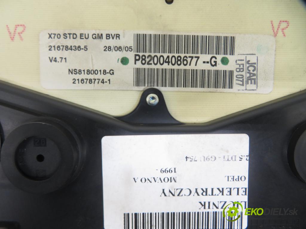 OPEL MOVANO Furgon (X70) FURGON 2005 73,00 2.5 DTi - G9U 754 2464,00 Prístrojovka elektrický P8200408677G ; 216709164