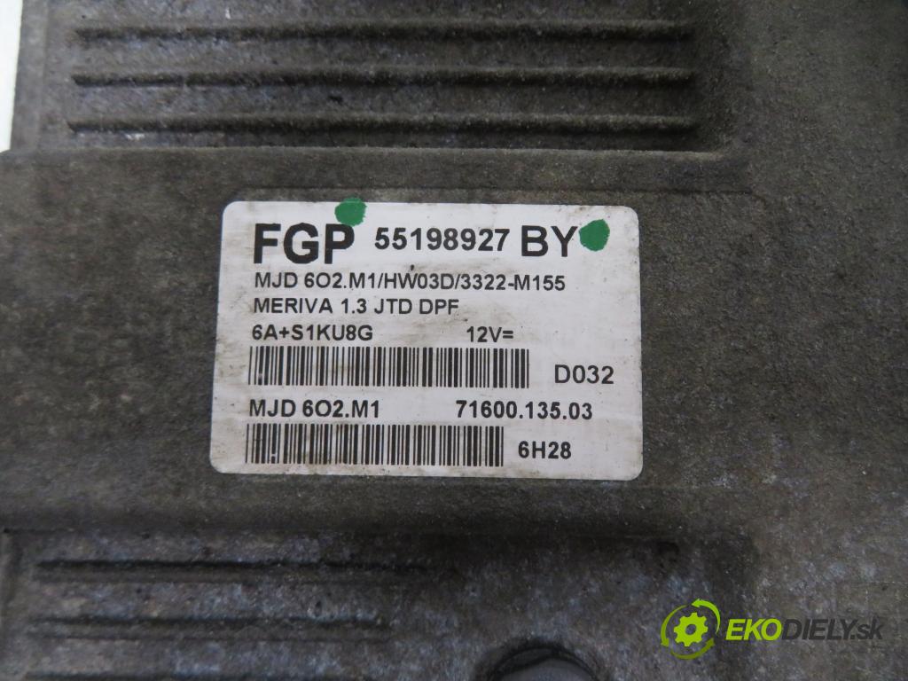 OPEL MERIVA A nadwozie wielkoprzestrzenne (MPV) (X03) MINIVAN 2006 55,00 1.3 CDTI - Z 13 DTJ 1248,00 řídící jednotka motora 55198927BY ; MJD602M1