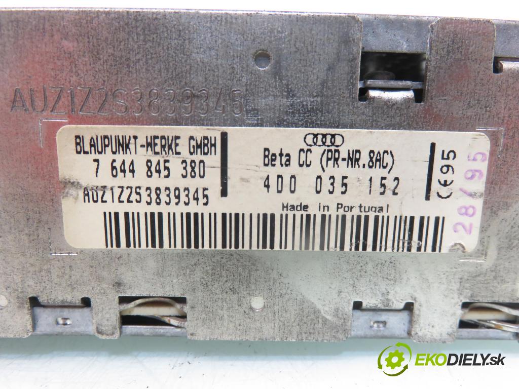 AUDI A4 (8D2, B5) SEDAN 1995 74,00 1.6 - ANA 1595,00 RADIO modul 4D0035152 ; 7644845380
