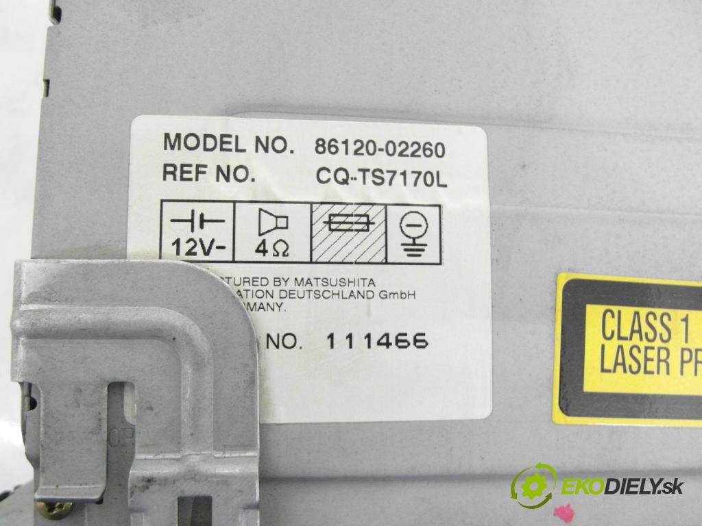 TOYOTA COROLLA (_E12_) HB 2002 66,00 2.0 D-4D 1995,00 RADIO CD 8612002260 ; CQTS7170L