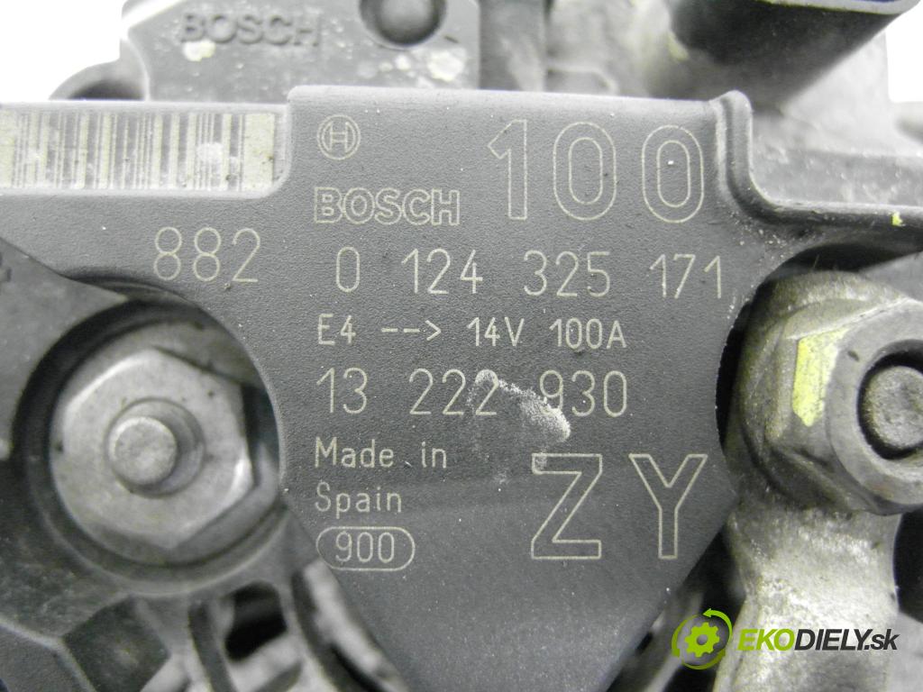OPEL CORSA D (S07) HB 2008 44,00 1.0 12V 60 - Z 10 XEP 998,00 Alternátor 0124325171 ; 13222930 (Alternátor)