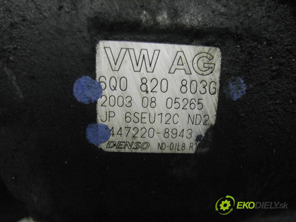 SKODA FABIA I (6Y2) HB 2003 40,00 1.2 6V 54 - AWY 1198,00 KOMPRESOR: klimatizácie 6Q0820803G ; 4472208943 (Kompresor klimatizácie)
