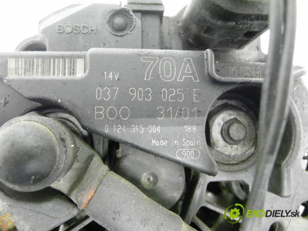 VW GOLF IV (1J1) HB 2001 55,00 1.4 16V - APE 1390,00 Alternátor 037903025E ; 0124315004 (Alternátor)