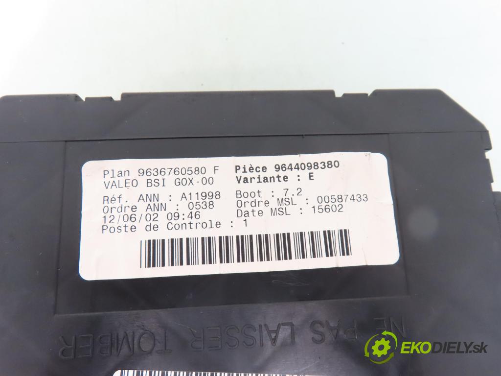 PEUGEOT 307 (3A/C) HB 2002 81,00 1.6 - NFU (TU5JP4) 1587,00 MODUL BSI 9636760580F ; 9644098380