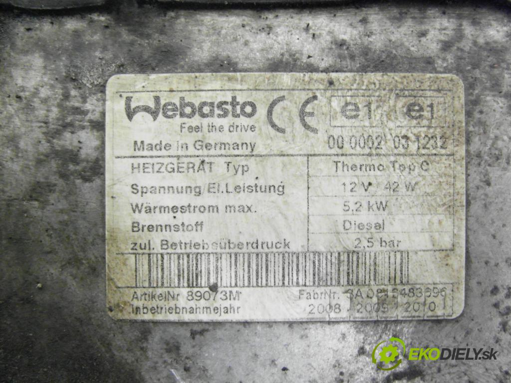 PEUGEOT 607 (9D, 9U) SEDAN 2003 98,00 2.2 HDI - 4HX (DW12TED4/FAP) 2179,00 Webasto 000002031232 ; 89073M (Webasto (nezávislé kúrenie))