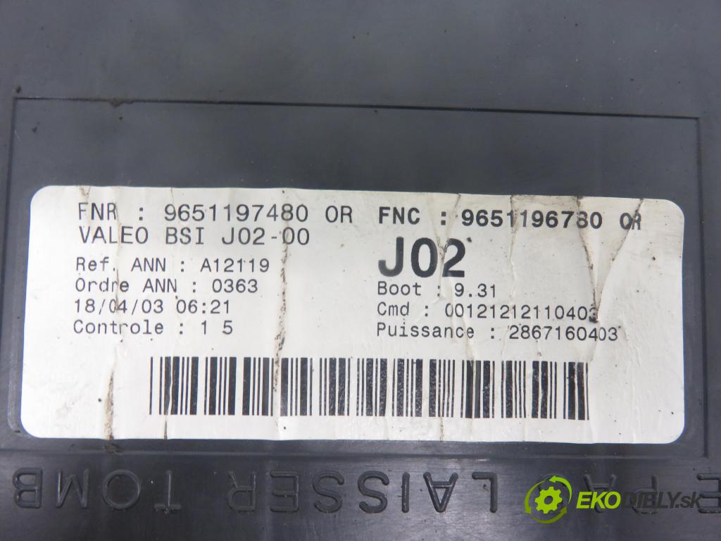 PEUGEOT 307 SW (3H) KOMBI 2003 81,00 1.6 16V - NFU (TU5JP4) 1587,00 MODUL BSI 9651197480 ; 9651196780