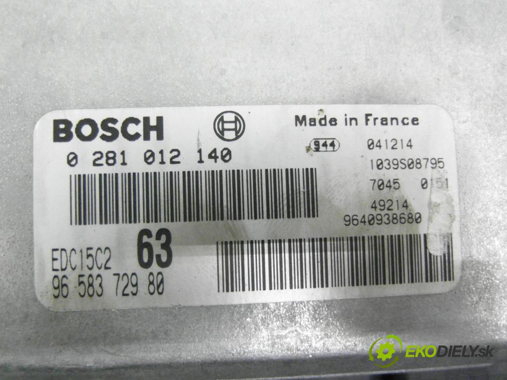 PEUGEOT 307 (3A/C) HB 2001 66,00 2.0 HDi 90 - RHY (DW10TD) 1997,00 Riadiaca jednotka Motor 0281012140 ; 9658372980