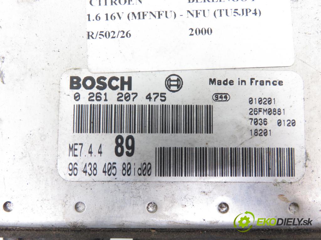 CITROEN BERLINGO / BERLINGO FIRST nadwozie wielkoprzestrzenne (MPV) KOMBIVAN 2000 90,00 1.6 16V (MFNFU) - NFU (TU5JP4) 1587,00 řídící jednotka motora 9643840580 ; 0261207475