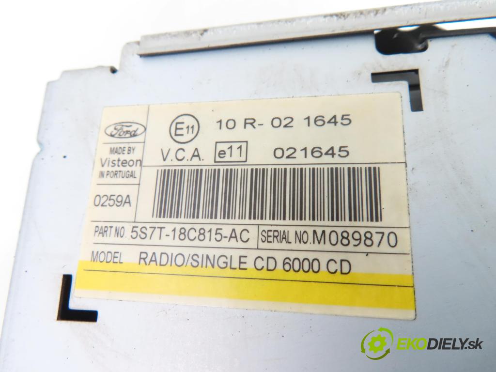 FORD MONDEO III (B5Y) SEDAN 2005 92,00 1.8  Duratec HE 125 - CHBA 1798,00 RADIO CD 5S7T18C815AC