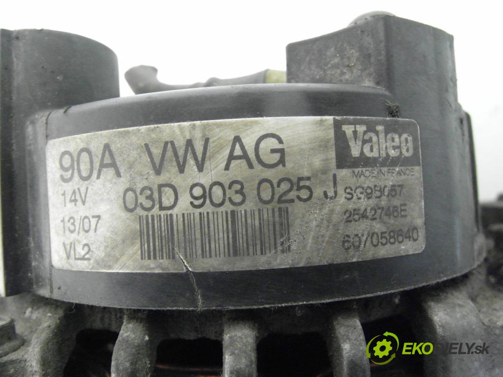 VW POLO (9N_) HB 2007 40,00 1.2 - BMD 1198,00 Alternátor 03D903025J ; SG9B057 ; 2542746E (Alternátor)