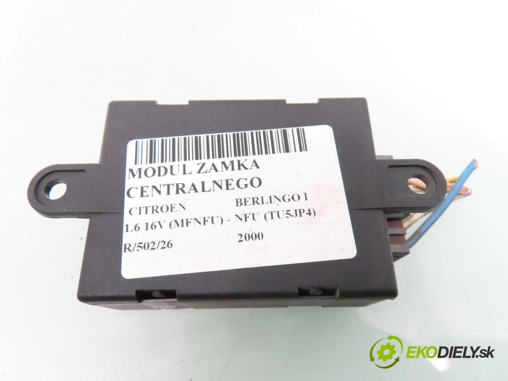 CITROEN BERLINGO / BERLINGO FIRST nadwozie wielkoprzestrzenne (MPV) KOMBIVAN 2000 90,00 1.6 16V (MFNFU) - NFU (TU5JP4) 1587,00 MODUL zámku centrálneho 9627031180