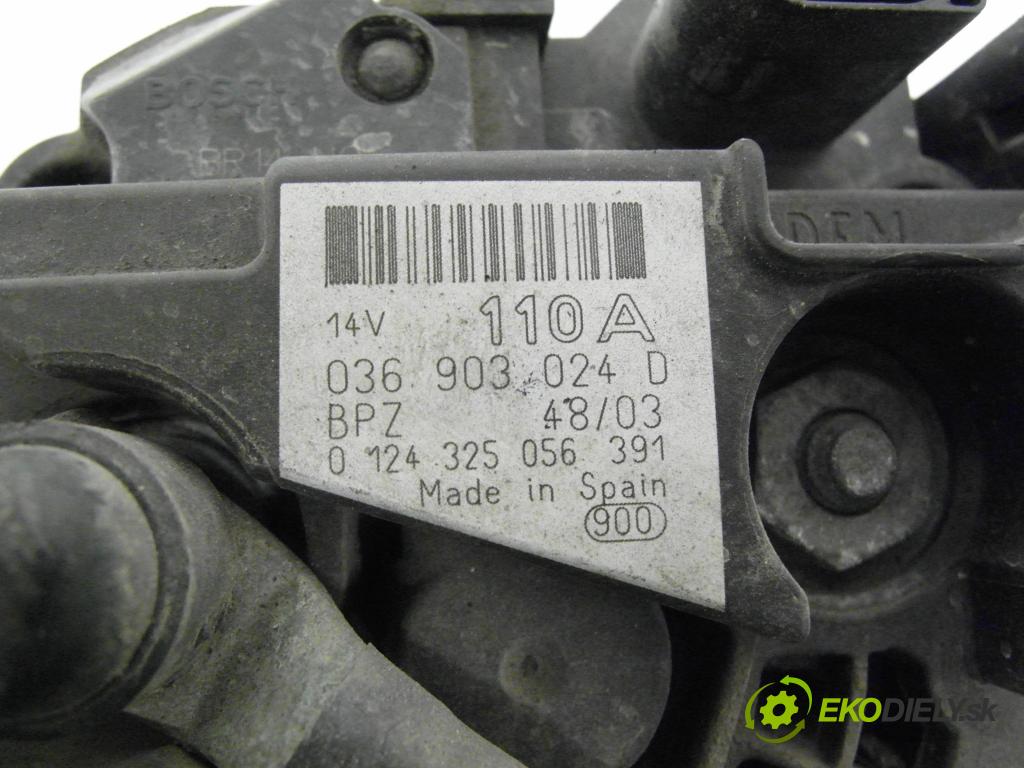 SEAT IBIZA III (6L1) HB 2003 55,00 1.4 16V - BBY 1390,00 Alternátor 036903024D (Alternátor)