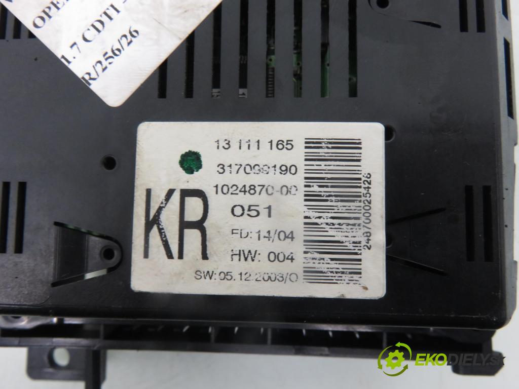 OPEL ASTRA H (A04) HB 2004 74,00 1.7 CDTI 100 - Z 17 DTH 1686,00 RADIO CD 13154304 ; 453116246 ; 13111165