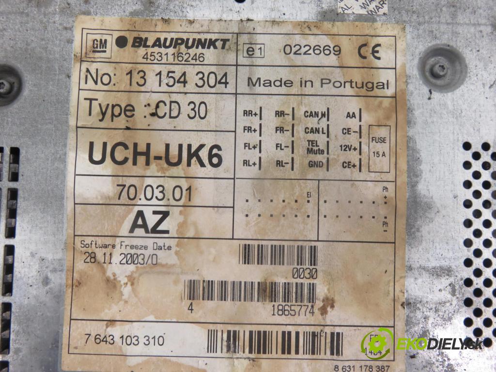 OPEL ASTRA H (A04) HB 2004 74,00 1.7 CDTI 100 - Z 17 DTH 1686,00 RADIO CD 13154304 ; 453116246 ; 13111165
