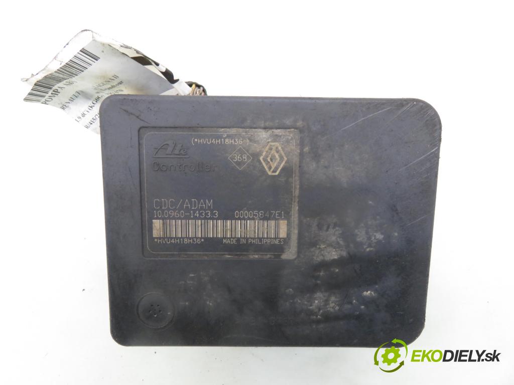 RENAULT ESPACE IV (JK0/1_) MINIVAN 2005 100,00 2.0 (JK09) - F4R 792 1998,00 pumpa ABS 10096014333 ; 8200159837E ; 10020601684 (Pumpa ABS)