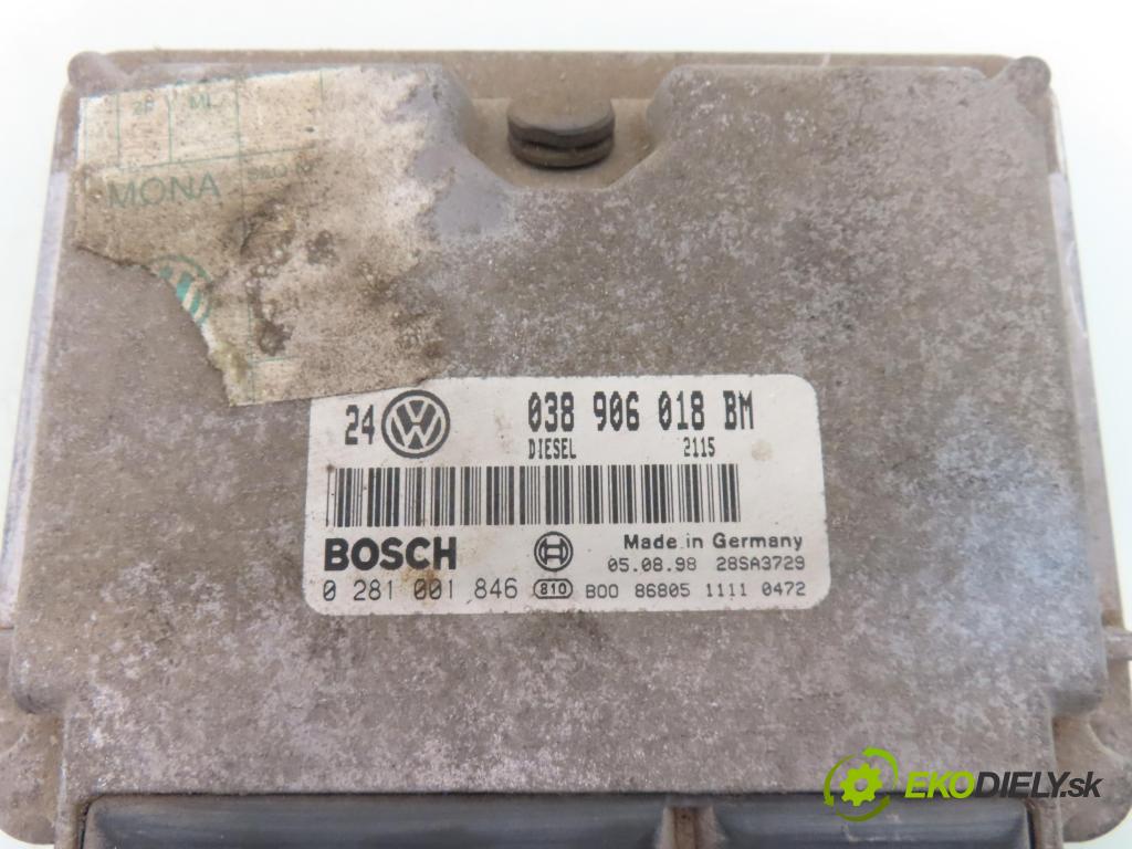 VW GOLF IV (1J1) HB 1998 81,00 1.9 TDI - AHF 1896,00 Riadiaca jednotka Motor 038906018BM ; 0281001846