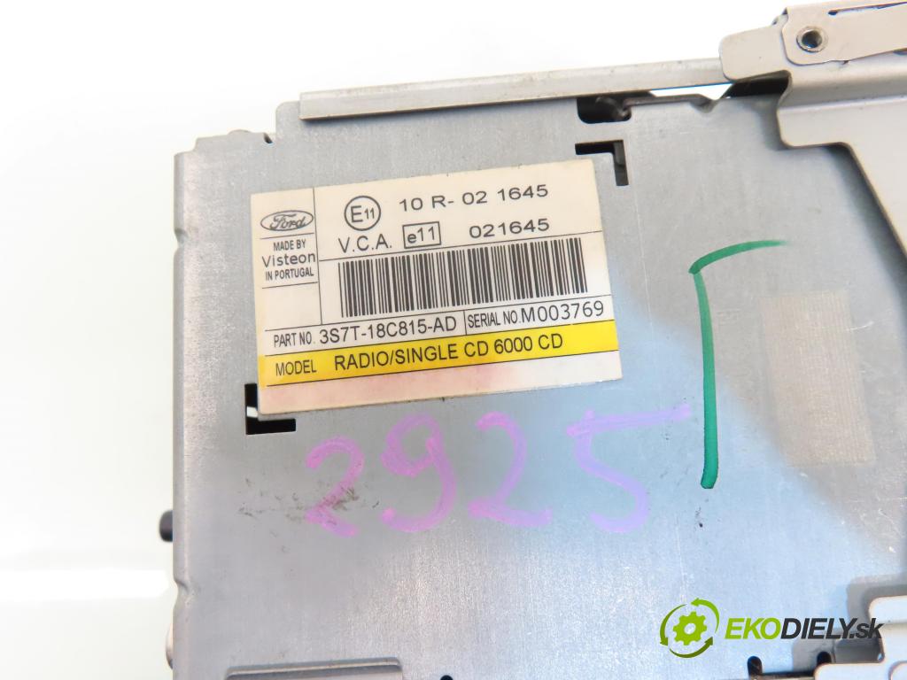 FORD MONDEO III (B5Y) SEDAN 2000 107,00 2.0 16V - CJBB 1999,00 RADIO CD 3S7T18C815AD ; 6000CD