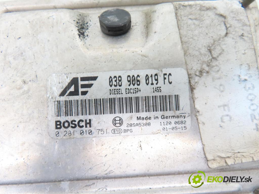 VW SHARAN (7M8, 7M9, 7M6) MINIVAN 2001 85,00 1.9 TDI - BVK 1896,00 řídící jednotka motora 038906019FC ; 0281010751