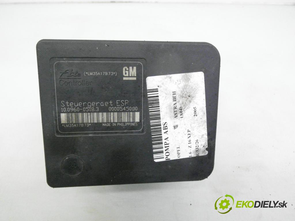 OPEL ASTRA H (A04) HB 2005 77,00 1.6 - Z 16 XEP 1598,00 pumpa ABS 10096005183 ; 13157578 ; 10020801284 (Pumpa ABS)