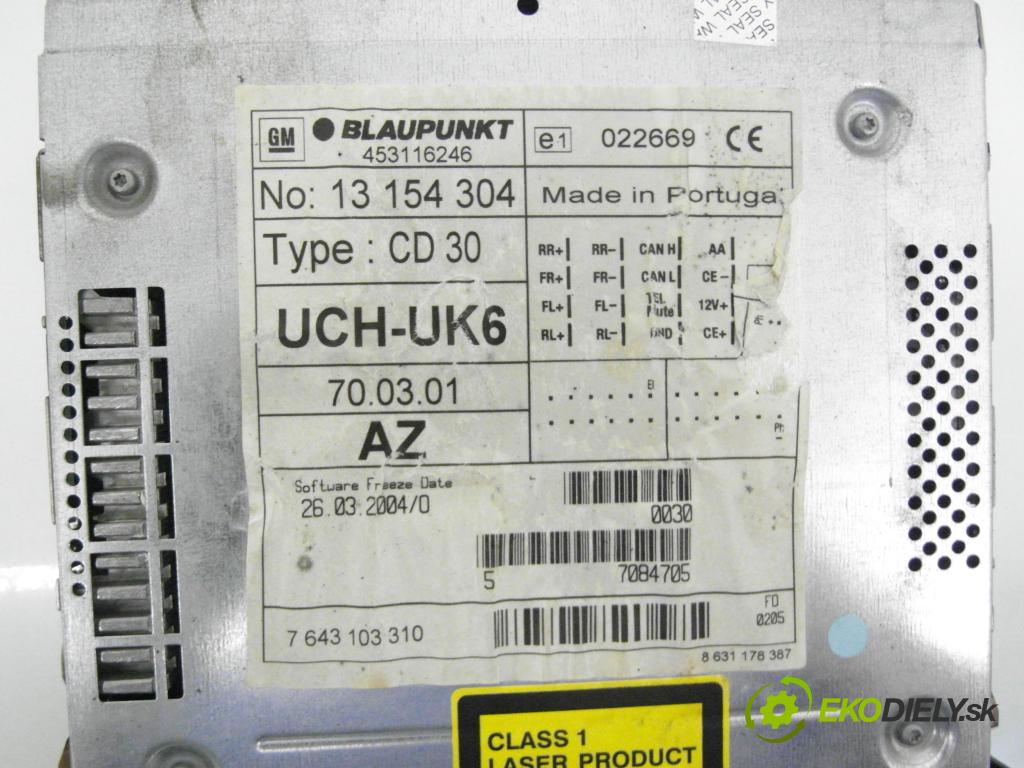 OPEL ASTRA H (A04) HB 2005 77,00 1.6 - Z 16 XEP 1598,00 RADIO CD 13154304 ; 453116246 ; 13111165