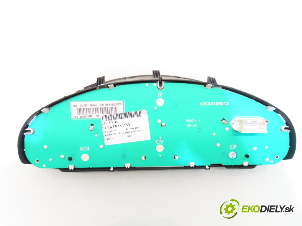 PEUGEOT 407 SW (6E_) KOMBI 2007 100,00 2.0 HDi 135 - RHR (DW10BTED4) 1997,00 prístrojovka elektrický 9658138280 ; A2C53119645