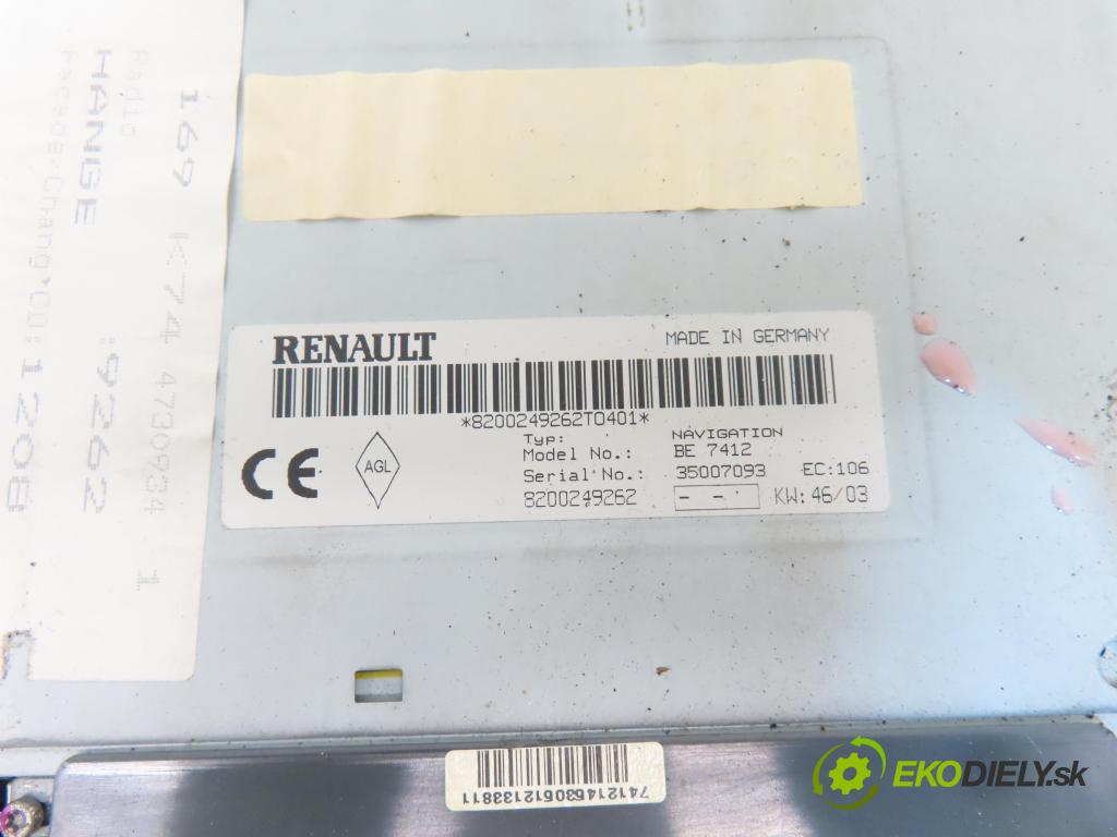 RENAULT LAGUNA II Grandtour (KG0/1_) KOMBI 2003 88,00 1.9 dCi 120 - F9Q 750 1870,00 RADIO CD 8200249262 ; BE7412