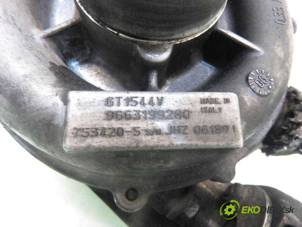 PEUGEOT 407 SW (6E_) KOMBI 2005 80,00 1.6 HDi 110 - 9HZ (DV6TED4) 1560,00 Turbodúchadlo GT1544V ; 9663199280 ; 7534205 (Turbodúchadlo (kompletné))
