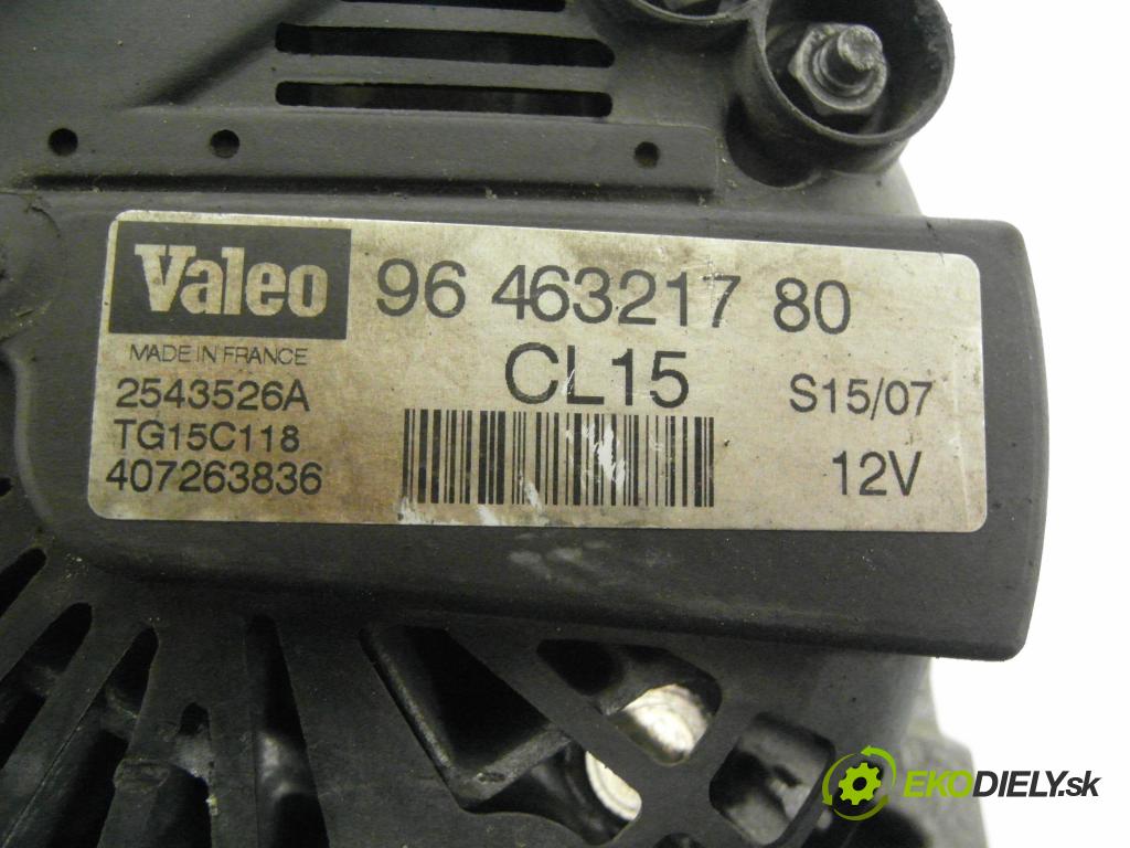 PEUGEOT 207 (WA_, WC_) HB 2007 66,00 1.6 HDi - 9HX (DV6ATED4) 1560,00 Alternátor 9646321780 ; 2543526A ; TG15C118 (Alternátor)
