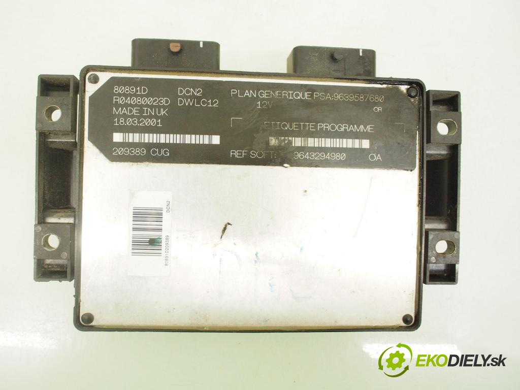 PEUGEOT EXPERT Skrzynia (222) FURGON 2003 51,00 1.9 D 70 - WJY (DW8B) 1868,00 Riadiaca jednotka Motor R04080023D ; 9639587680 ; 80891D