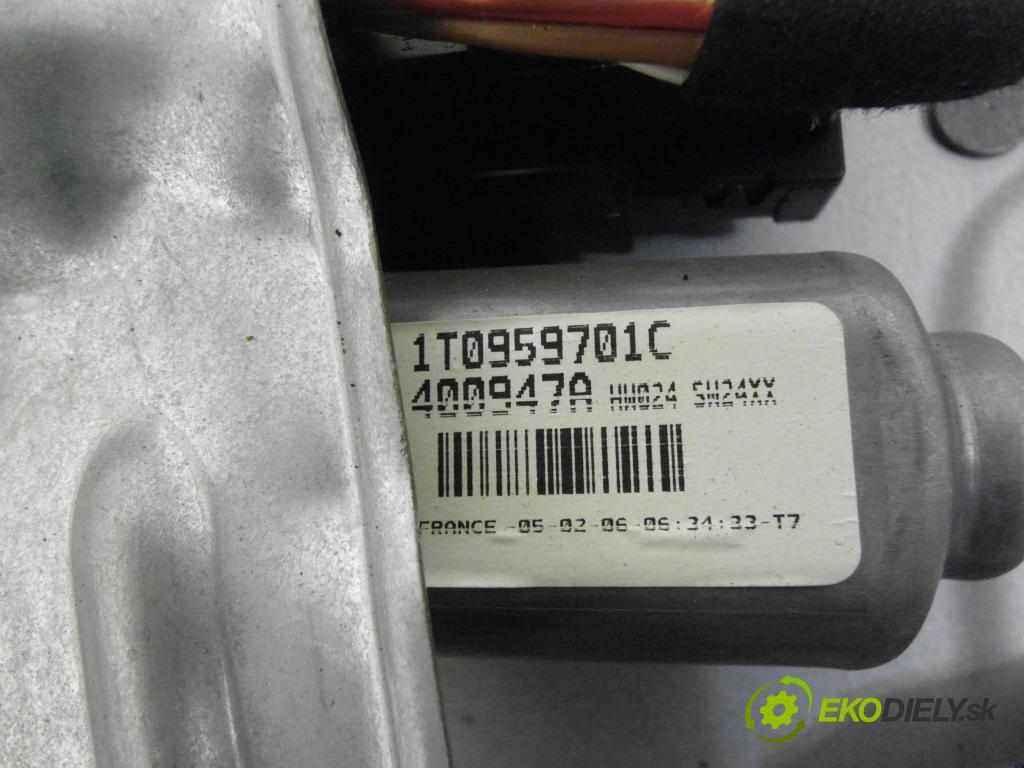 VW TOURAN (1T1, 1T2) MINIVAN 2006 103,00 2.0 TDI - BMM 1968,00 Mechanizmus okien 1T1837729AH ; 1T0959701C ; 1K0959793H