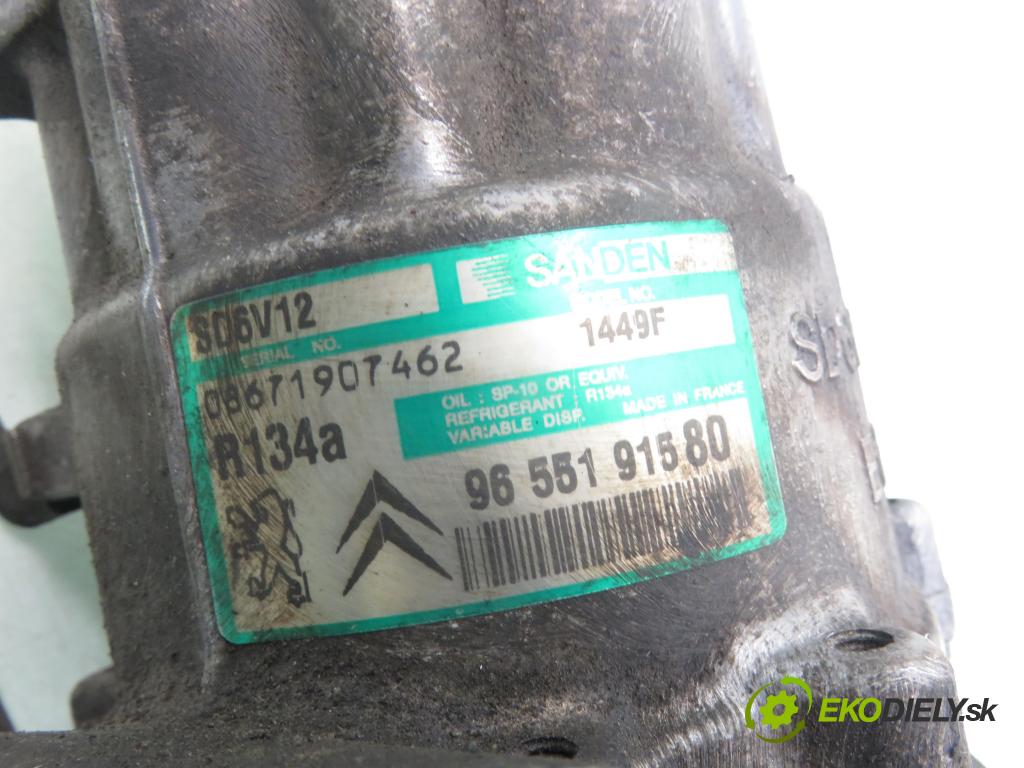 PEUGEOT 307 (3A/C) HB 2004 80,00 1.6 16V - NFU (TU5JP4) 1587,00 KOMPRESOR: klimatizácie 9655191580 ; SD6V12 (Kompresor klimatizácie)