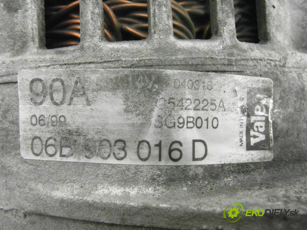 VW PASSAT B5 (3B2) SEDAN 2000 74,00 1.6 - ADP 1595,00 Alternátor 06B903016D ; SG9B010 ; 2542225A (Alternátor)