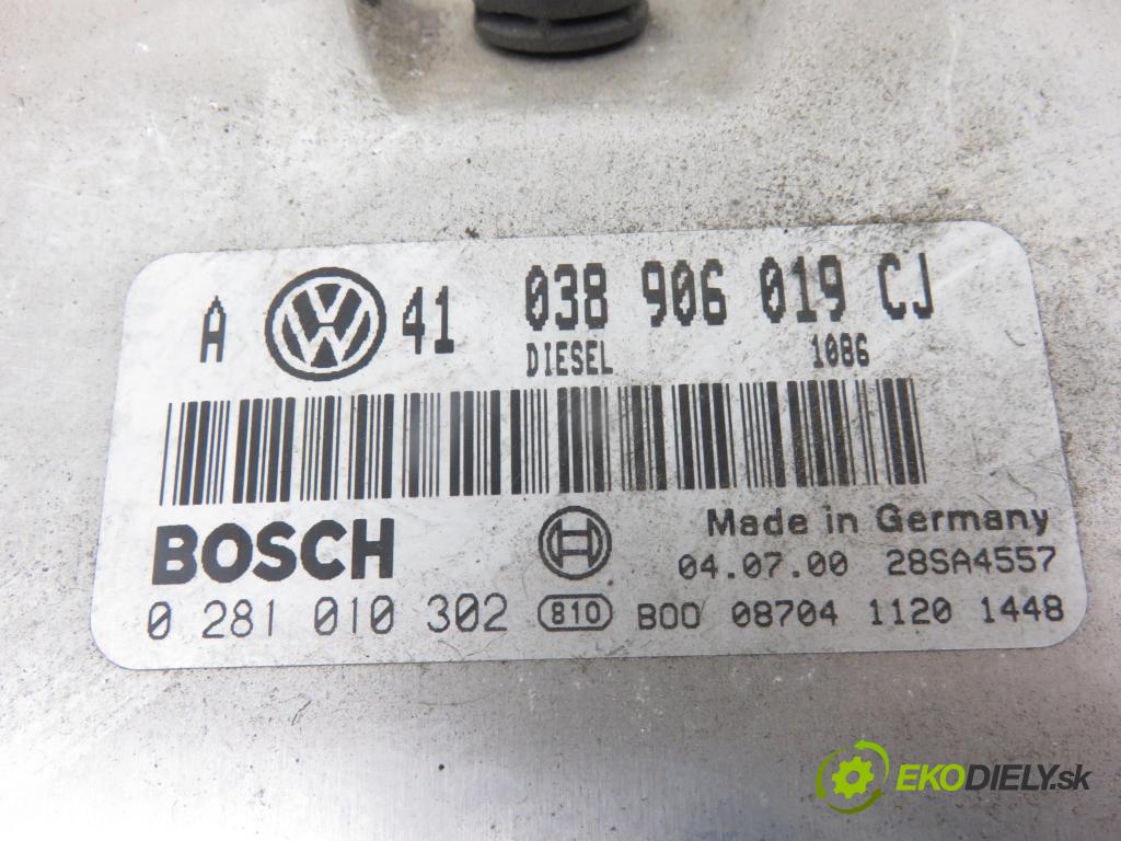 VW BORA Variant (1J6) KOMBI 2000 85,00 1.9 TDI - AJM 1896,00 řídící jednotka motora 038906019CJ ; 0281010302